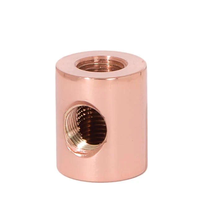 7/8 Inch Tall 3-Way Brass Armback, 1/8F Tap, Polished Copper (21208C)