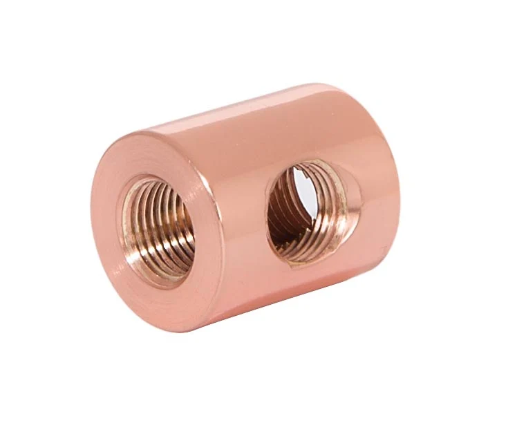 7/8 Inch Tall 3-Way Brass Armback, 1/8F Tap, Polished Copper (21208C) - Image 2