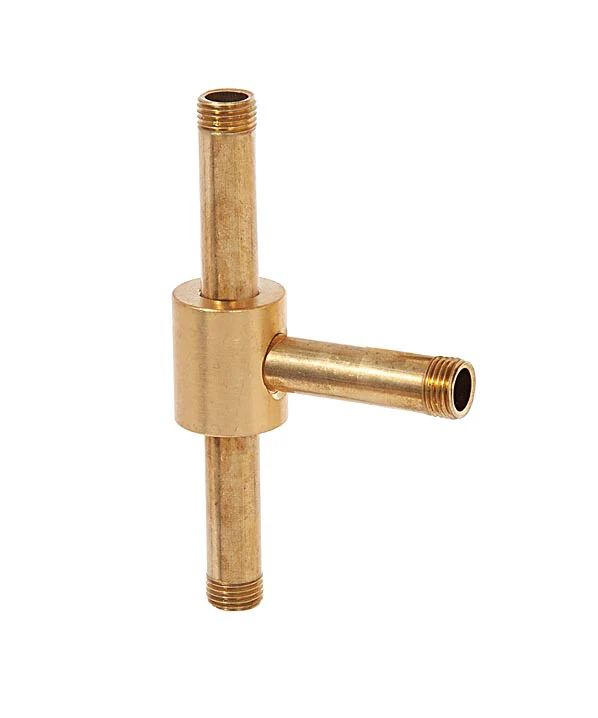 7/8 Inch Tall 3-Way Brass Armback, 1/8F Tap, Polished Copper (21208C) - Image 3