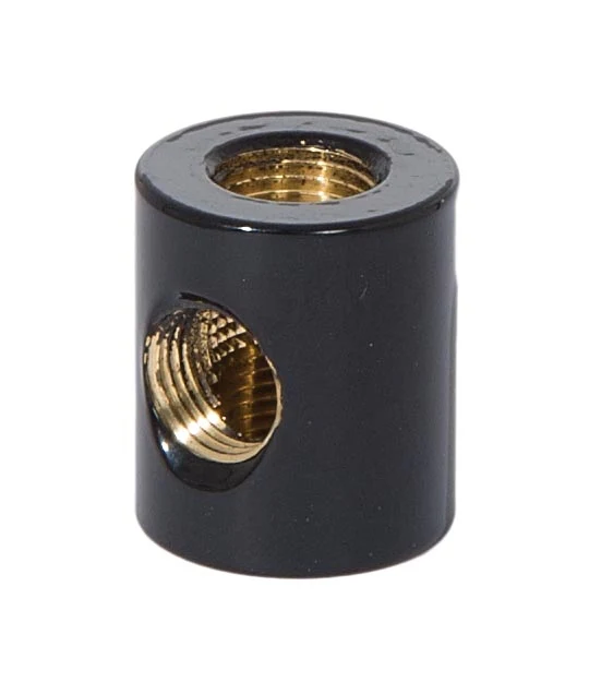 7/8 Inch Tall Glossy Black Finish 3-Way Brass Armback, 1/8F Tap (21208BL)