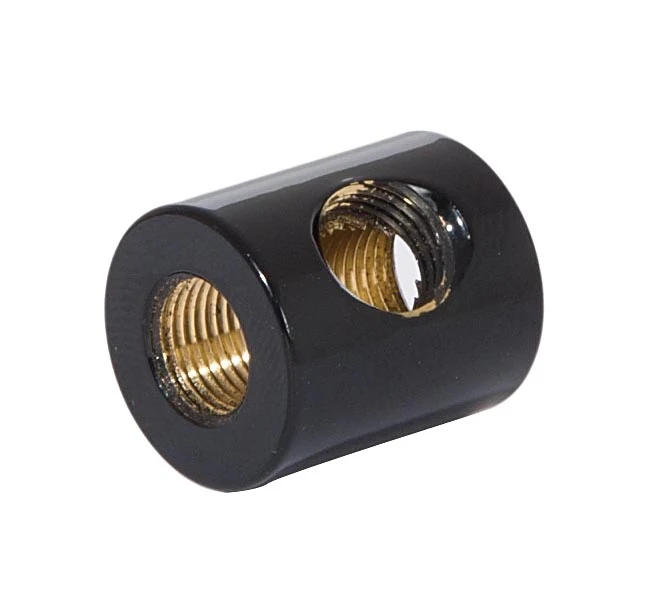 7/8 Inch Tall Glossy Black Finish 3-Way Brass Armback, 1/8F Tap (21208BL) - Image 2