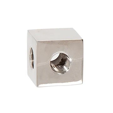 7/8 Inch Tall Polished Nickel Finish Square Brass 3-Way Arm Back, Tap 1/8F (21275N)