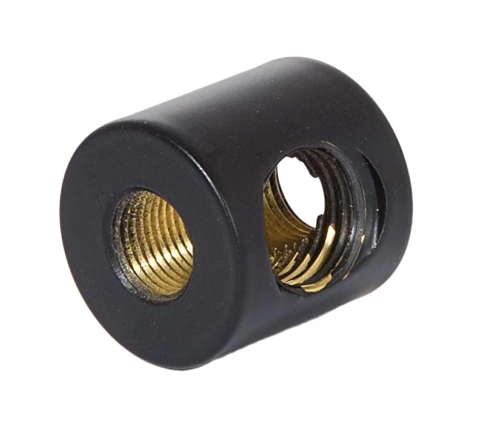 7/8 Inch Tall Satin Black 3-Way Brass Armback, 1/8F & 1/4F Tap (21204BK) - Image 2