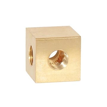 7/8 Inch Tall Unfinished Brass 3-Way Square Arm Back, Tap 1/8F (21275U)