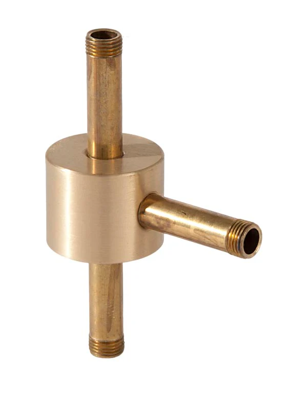 1 Inch Height, 3-Way Unfinished Brass Straight Disk Arm Back, 1/8F top, bottom, side (21294U) - Image 2