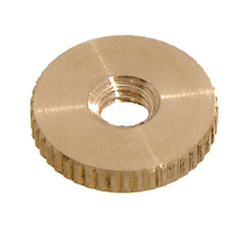 8-32F Knurled Brass Nut, 1/2" Diameter (20717U)
