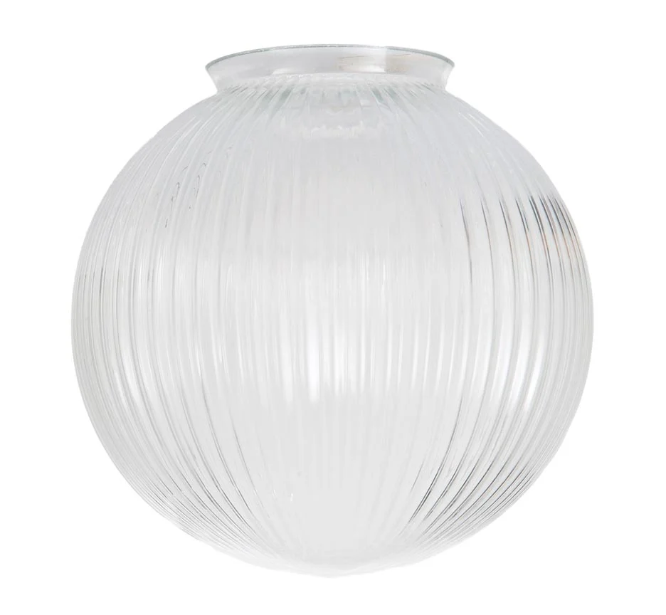 8" Diameter Ribbed Ball Shade, 4" Lip Fitter, Closed Bottom (08803)