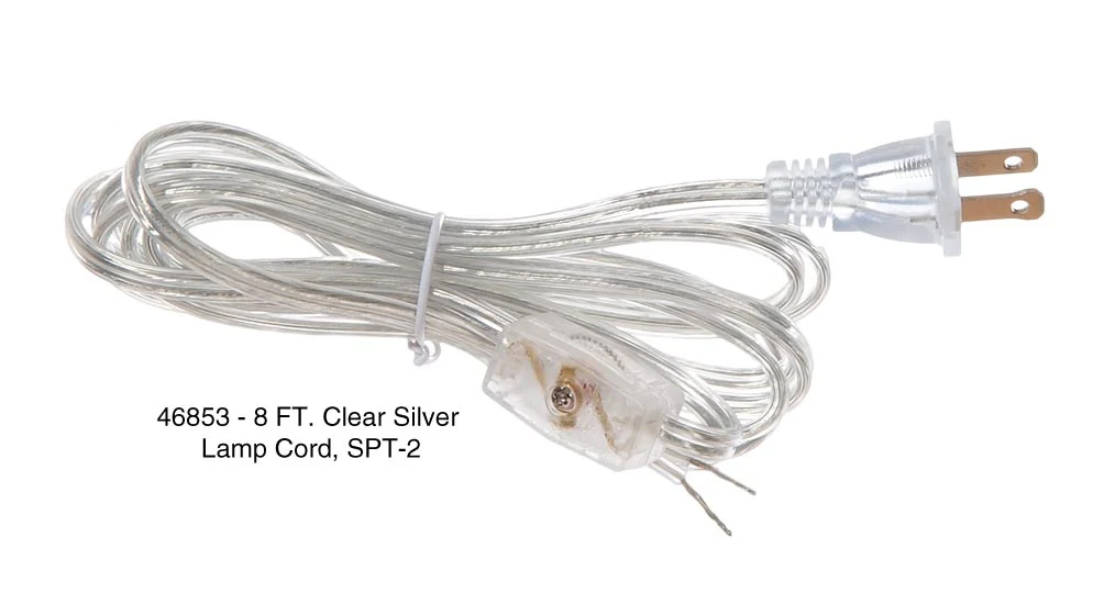 White 8 Ft. Lamp Cord Sets w/Rotary On-Off Switches, Choice of SPT (46751) - Image 5