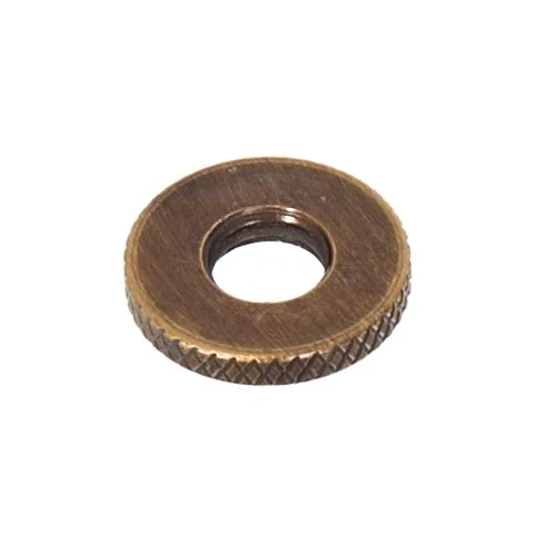 9/16 Inch Outside Diameter Antique Brass Finish Knurled Brass Locknut, 1/4-27F (21154A)
