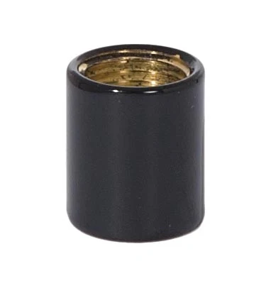 9/16 Inch Tall Glossy Black Brass Lamp Coupling, 1/8F Tap (20936BL)
