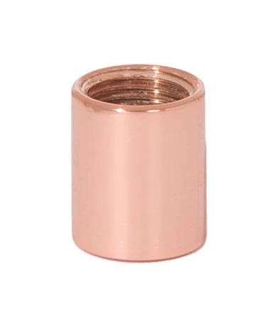 9/16 Inch Tall Polished Copper Finish Brass Lamp Coupling, 1/8F Tap (20936C)