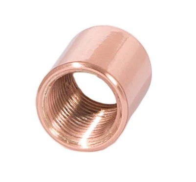 9/16 Inch Tall Polished Copper Finish Brass Lamp Coupling, 1/8F Tap (20936C) - Image 2