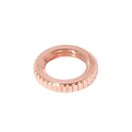 9/16" Outside Diameter, Knurled Brass Locknut, 3/32" Thick,1/8 F, Polished Copper (20719C)