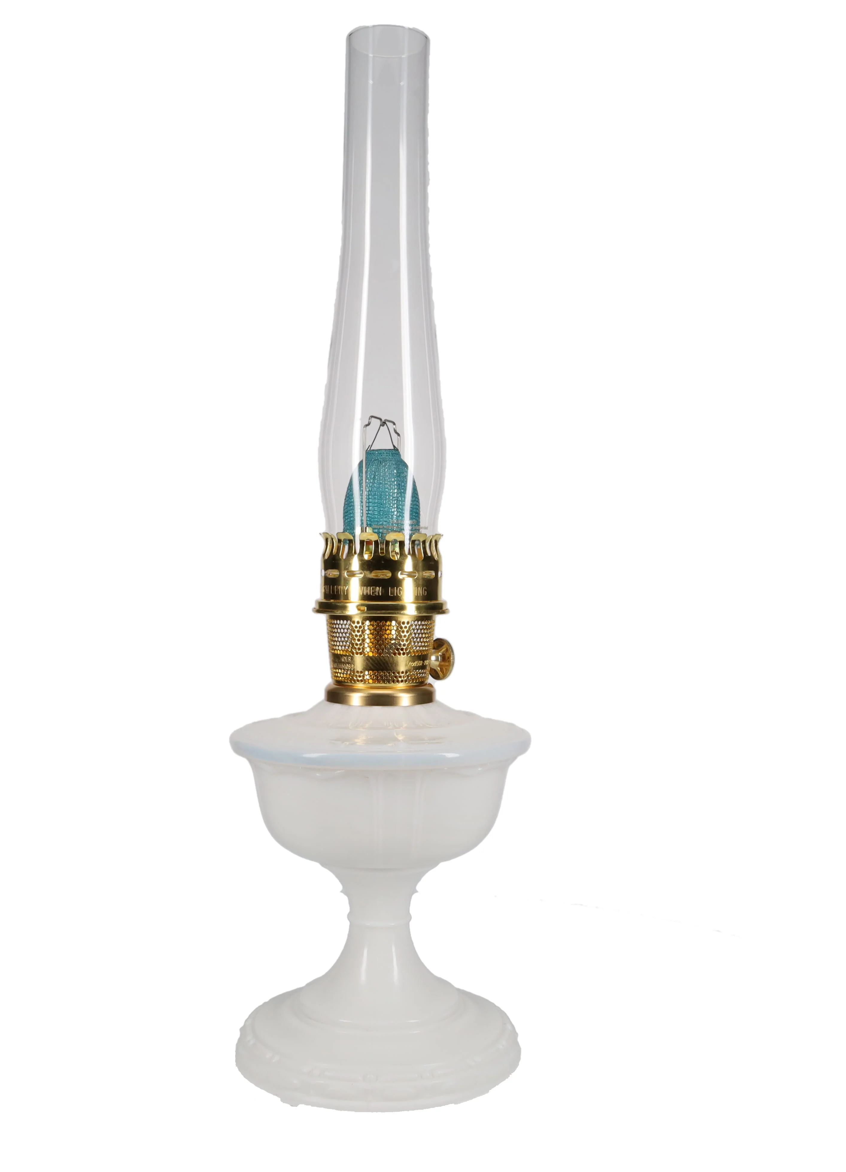 Aladdin Alexandria Milk Glass Table Lamp with Brass Burner - Image 2
