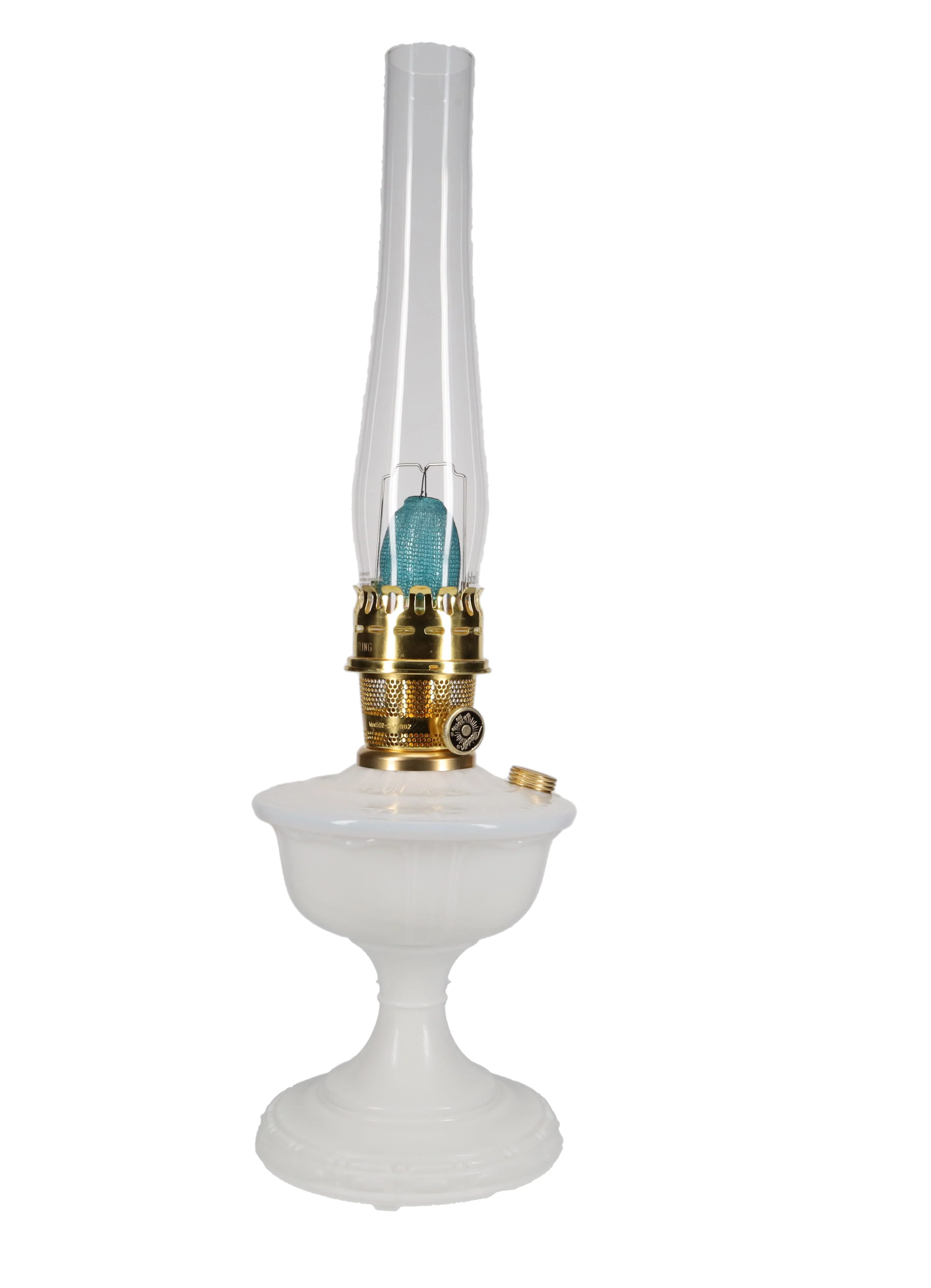 Aladdin Alexandria Milk Glass Table Lamp with Brass Burner - Image 3