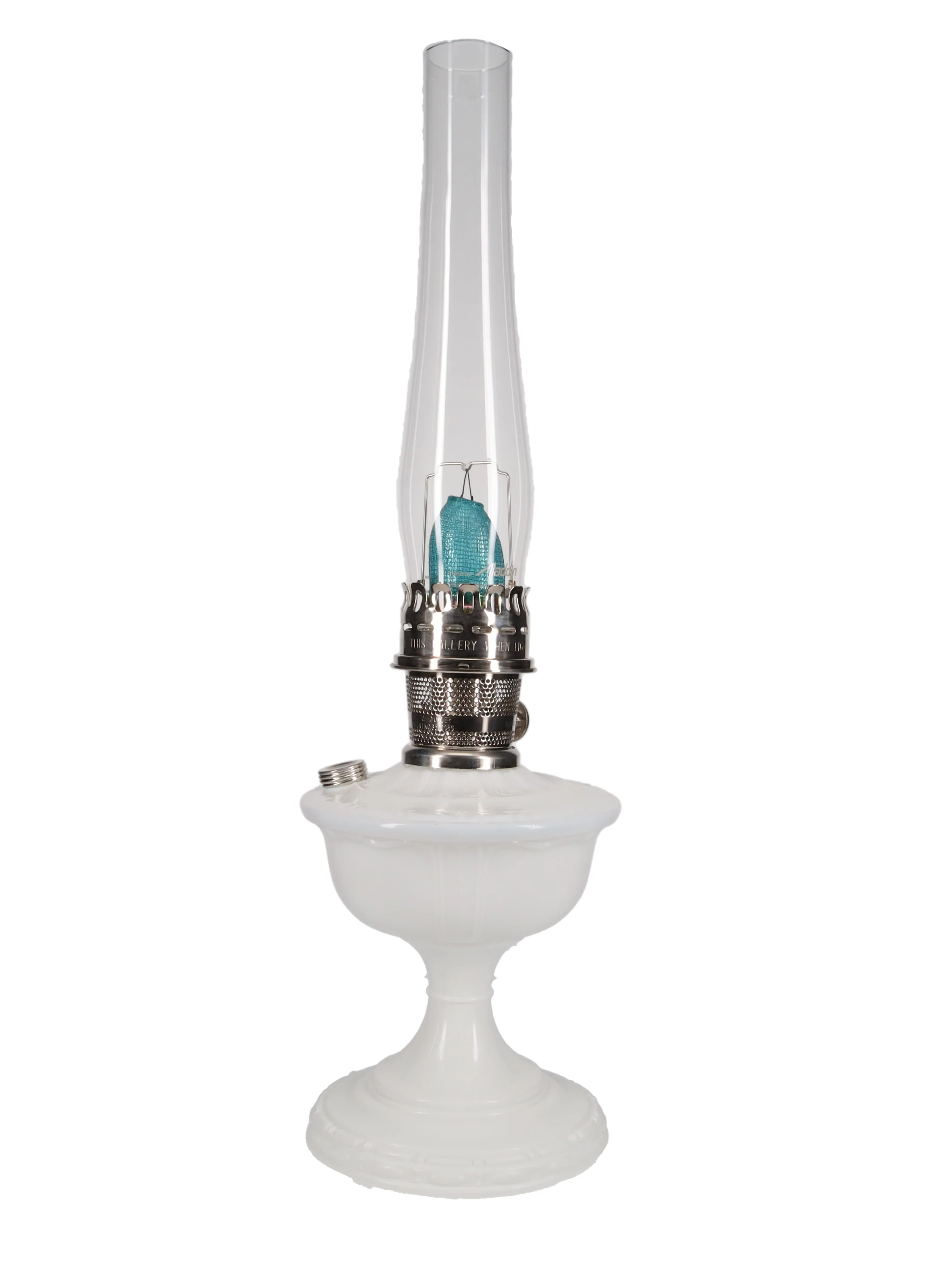 Aladdin Alexandria Milk Glass Table Lamp with Nickel Burner - Image 3