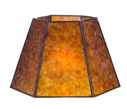 Antique Amber Hexagon Style Mica Lampshade, 1" Recessed UNO Fitter (05702M)