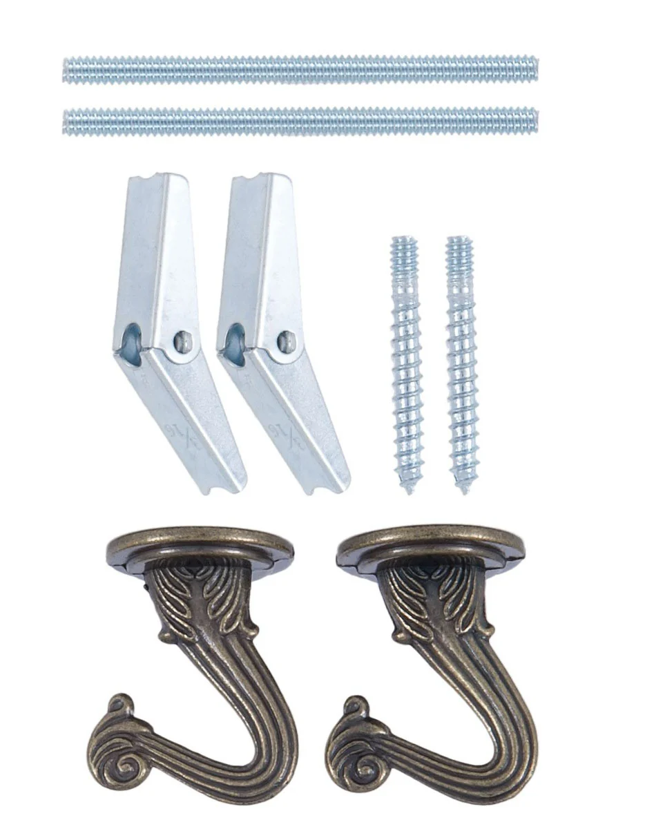 Antique Brass 2 Hook Swag Lamp Kit (21111A)