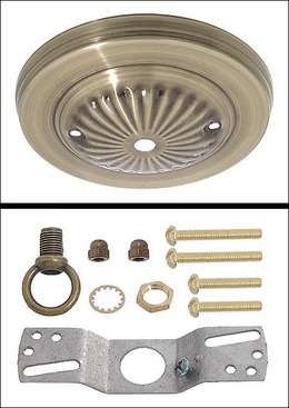 Antique Brass Finish Steel Ceiling Canopy Kit, 5-1/8" dia. (10801A) - Image 2
