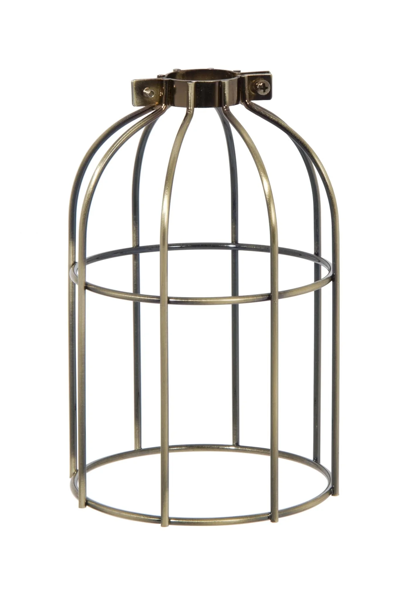 Antique Brass Finish Steel Wire Bulb Cage, Clamp On Socket Type (08375A)