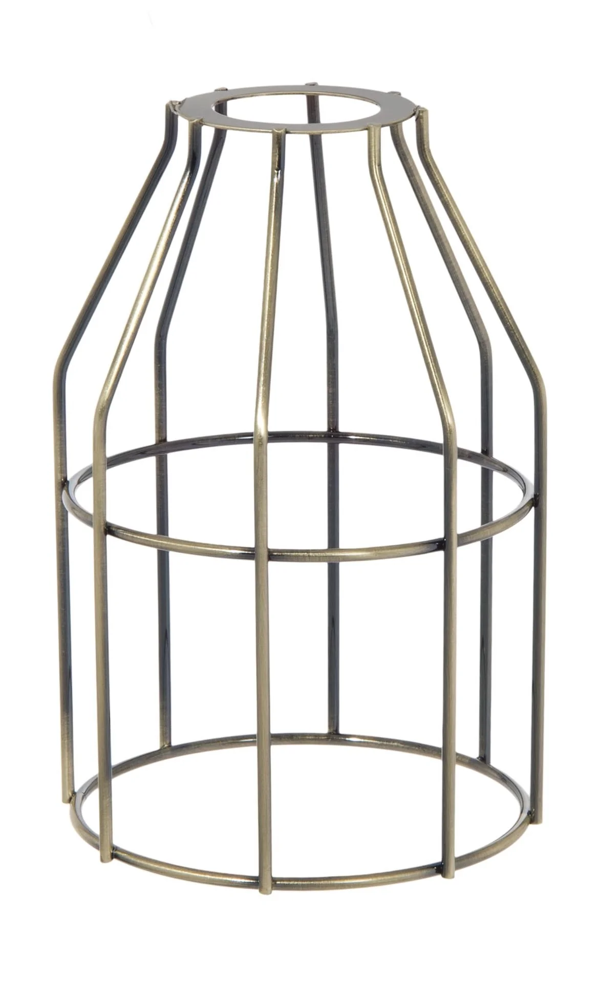 Antique Brass Finish Steel Wire Bulb Cage, Slip On Washer Type (08376A)