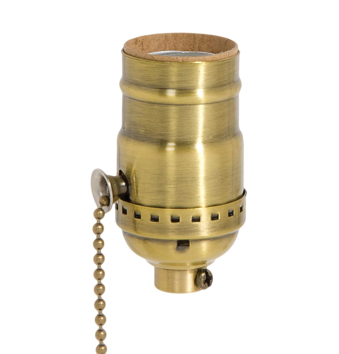 Antique Brass On-Off Pull Chain Socket (48286A)