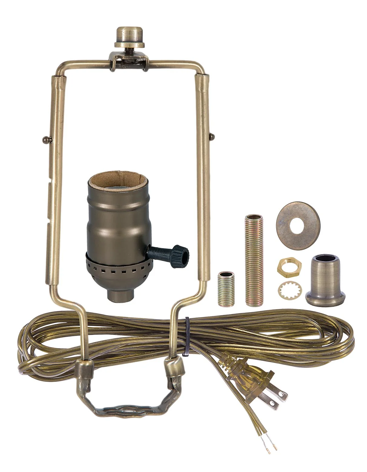 Antique Brass Table Lamp Wiring Kit with 3-way Socket and Adjustable Harp (30551AA) - Image 2