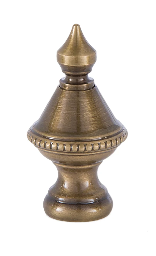 1-1/2" x 13/16" Antique Brass Turned Lamp Finial 1/4-27F Tap (11348A)