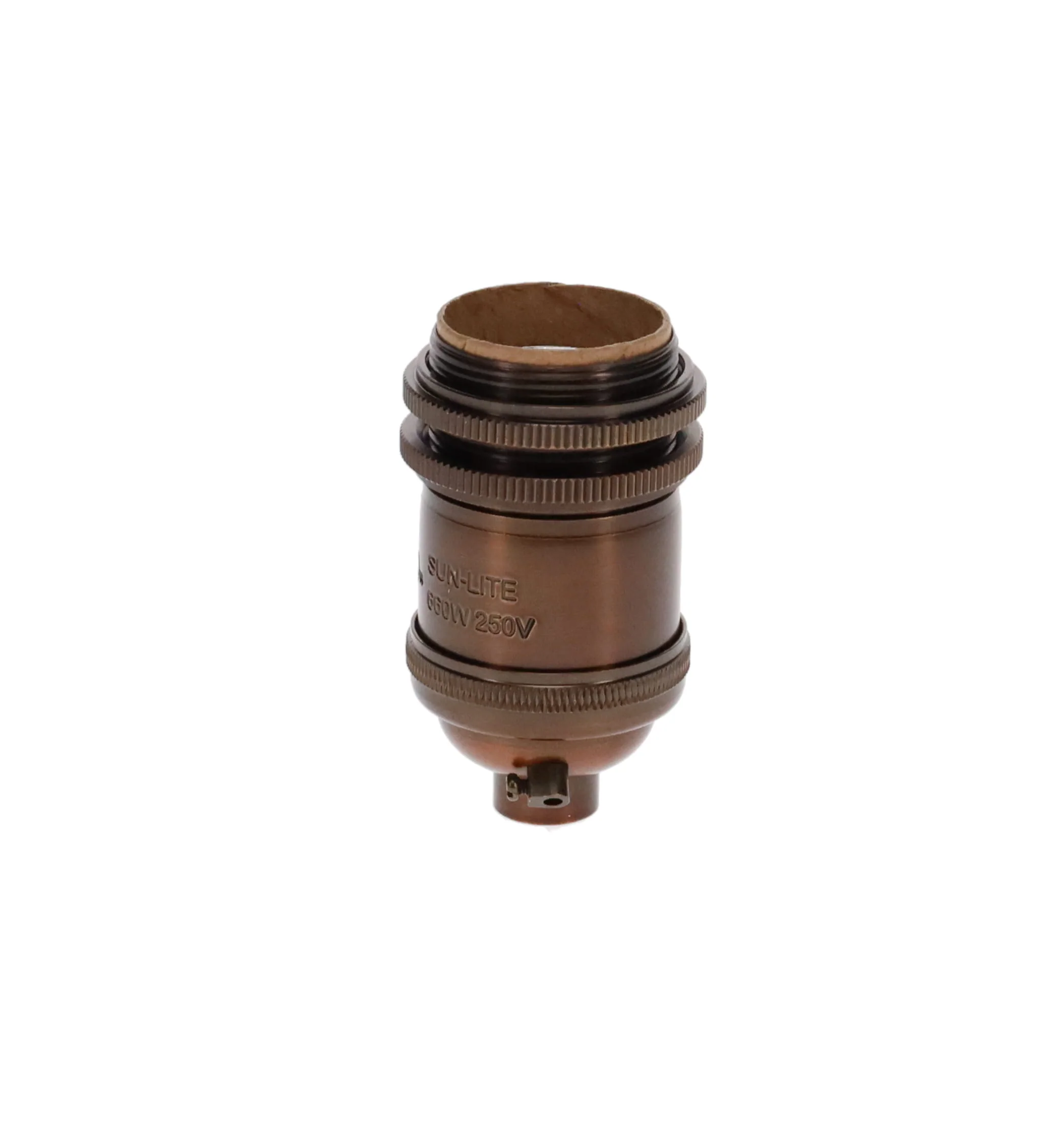 Antique Bronze Finish Heavy Turned Brass Keyless, Tall Socket w/Ground Screw Terminal (48264B) - Image 5