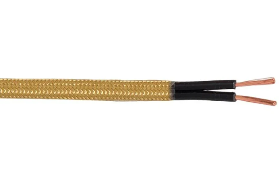 Antique Gold 18 Gauge SPT-2 Fabric Parallel Lamp Cord, Choice of Length (46633AG)