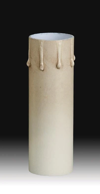 Antique Ivory Tinted Drip Paper Board Candle Cover, CANDELABRA or MEDIUM Bases, Choice of Length (19973Ai)