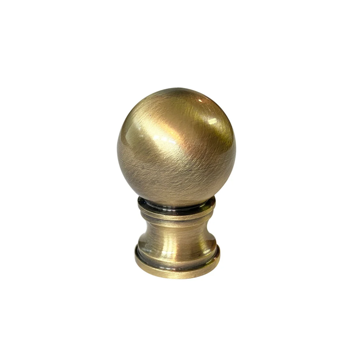 Ball Style Solid Brass Lamp Finial Antique Brass 1-3/8" Tall x 7/8" Diam 1/4-27F Tap (20820A)