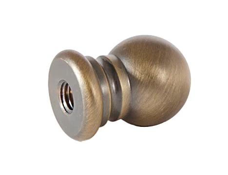 Ball Style Solid Brass Lamp Finial Antique Brass, 1" Tall x 3/4" Diam, 1/4-27F Tap (21180A) - Image 2
