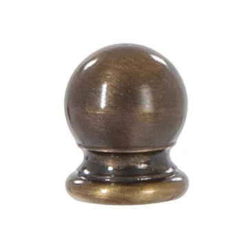 Ball Style Solid Brass Lamp Finial Antique Brass, 3/4" Tall x 5/8" Diam, 1/4-27F Tap (20992A)