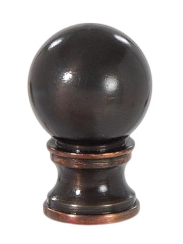Ball Style Solid Brass Lamp Finial Bronze Finish 1-3/8" Tall x 7/8" Diam 1/4-27F Tap (20820B)