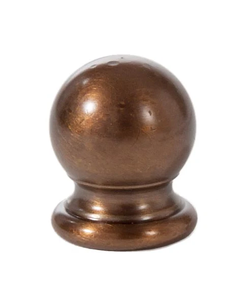 Ball Style Solid Brass Lamp Finial Bronze Finish, 3/4" Tall x 5/8" Diam, 1/4-27F Tap (20992B)