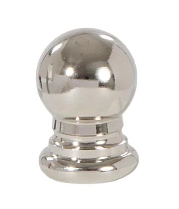 Ball Style Solid Brass Lamp Finial Polished Nickel, 1" Tall x 3/4" Diam, 1/4-27F Tap (21180N)