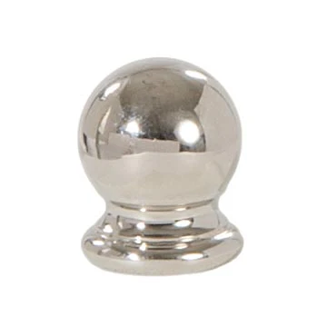 Ball Style Solid Brass Lamp Finial Polished Nickel, 3/4" Tall x 5/8" Diam, 1/4-27F Tap (20992N)