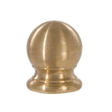 Ball Style Solid Brass Lamp Finial Unfinished Brass, 3/4" Tall x 5/8" Diam, 1/4-27F Tap (20992U)