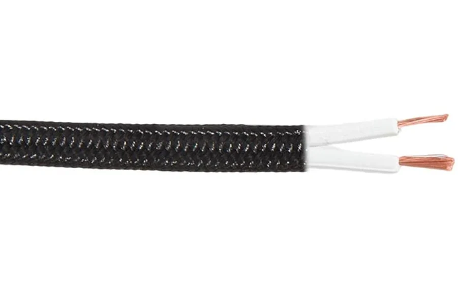 Black 18 Gauge SPT-2 Fabric Lamp Cord, Choice of Length (46633BK)