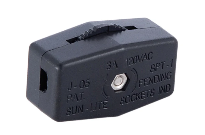 Black Inline ON-OFF Rotary Cord Switch for 18/2 SPT-1 lamp cord (48429)