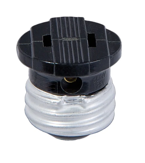 Black Medium Base Socket to Outlet Adaptor (48717B)