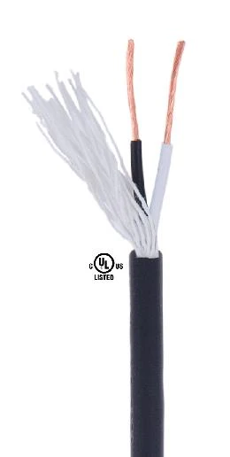 Black PVC Covered 2-wire Medium Duty Spooled Lamp Cord - Wire (46617)