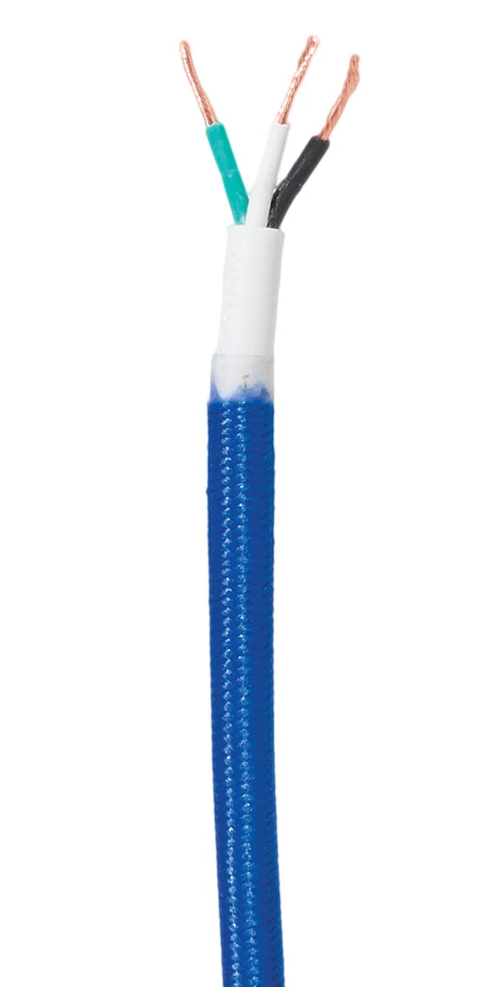 18/3 SVT-B Blue Color, Fabric Covered Parallel Lamp Cord Wire, Choice of Length (46655B)