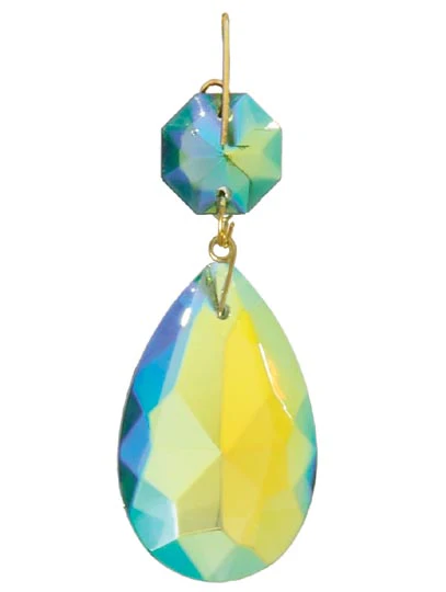 1 1/2" (38mm) Blue/Green Iridesence Pendalogue, ~2-5/8" overall length (55090B)