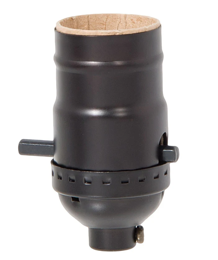 Antique BRONZE Finish Brass Early Electric Style Lamp Socket, Push-Thru, On/Off function, NO UNO Thread Shell (48281B)