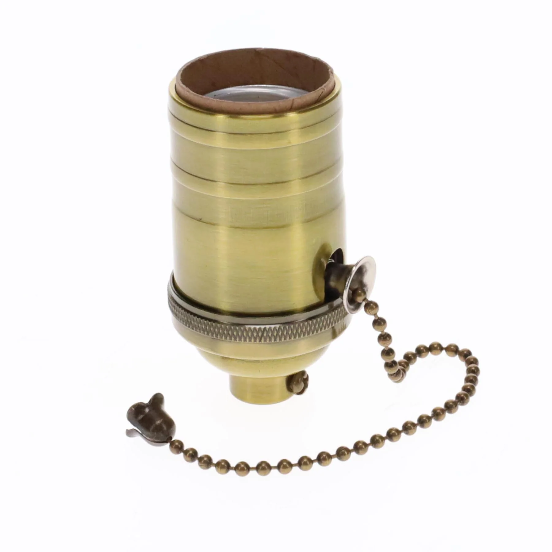 Brass On/Off Pull Chain Socket, No UNO Threads, Antique Brass (48254A)
