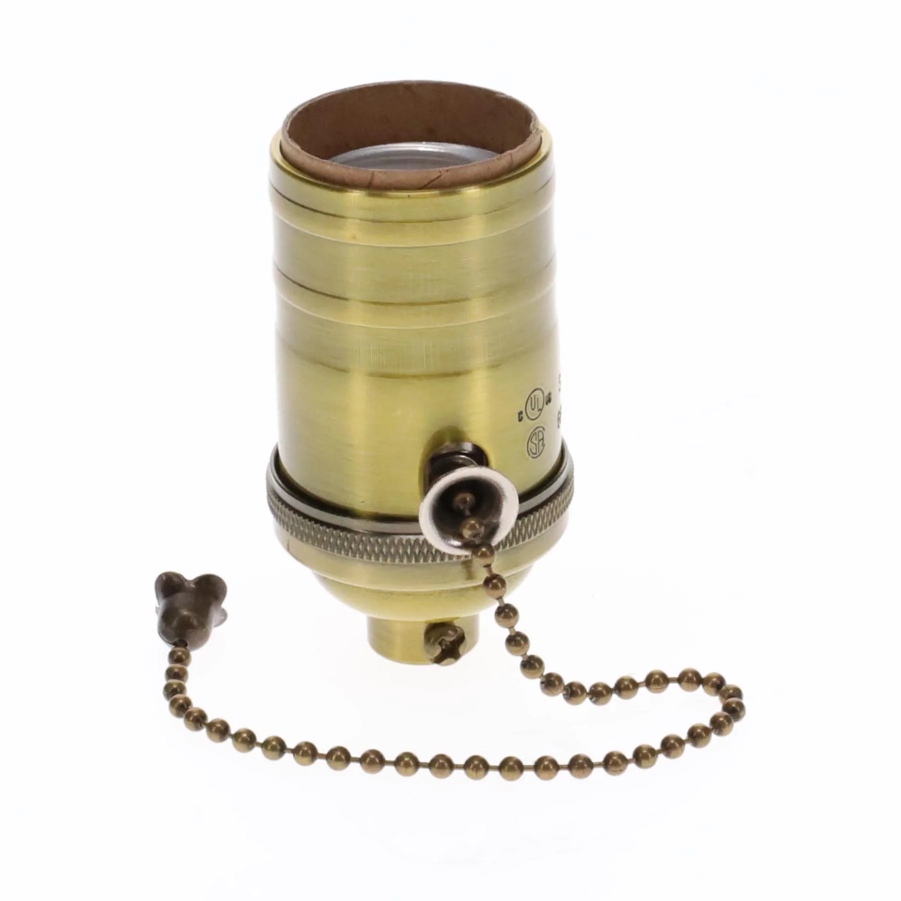 Brass On/Off Pull Chain Socket, No UNO Threads, Antique Brass (48254A) - Image 3