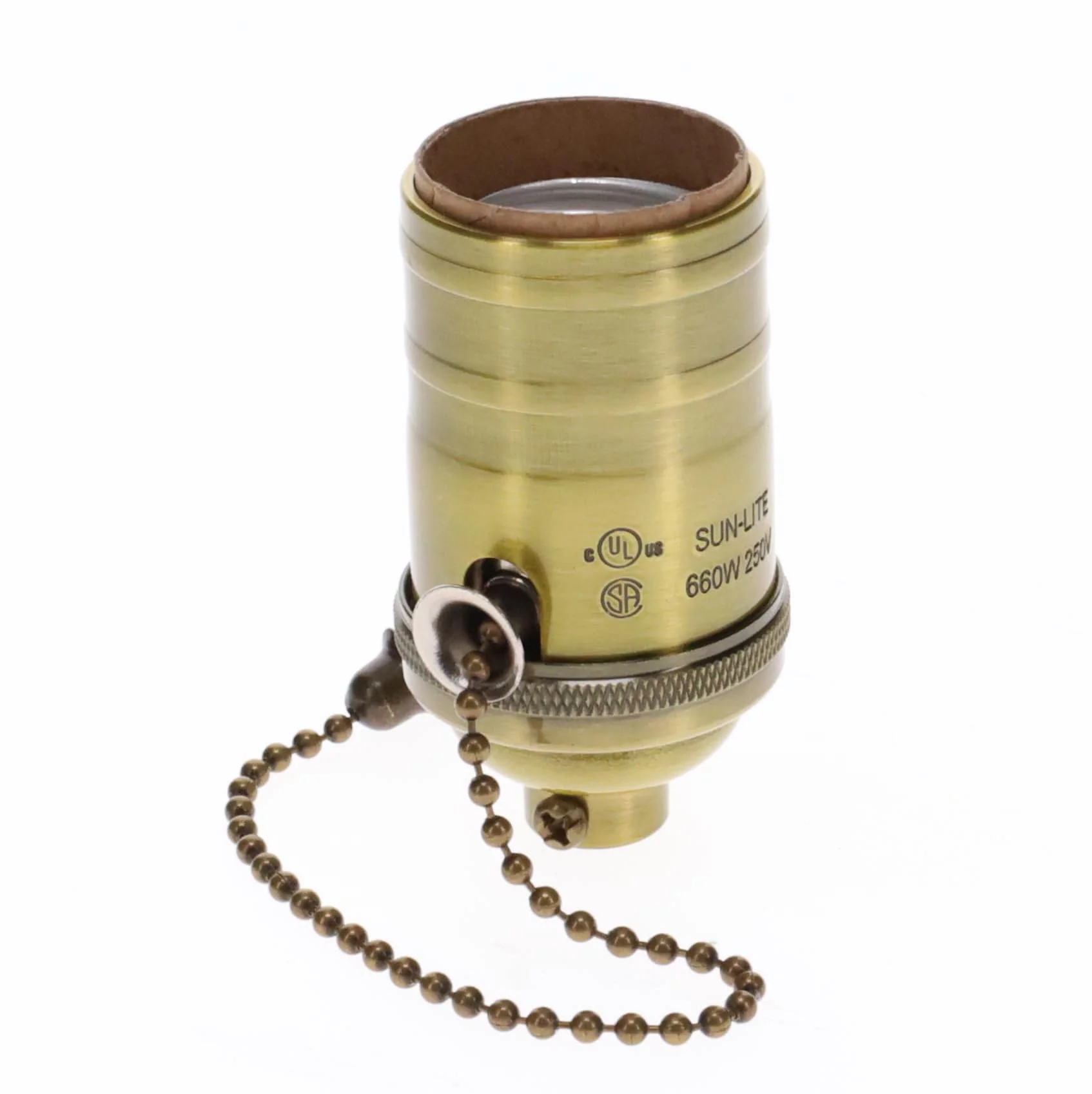 Brass On/Off Pull Chain Socket, No UNO Threads, Antique Brass (48254A) - Image 4