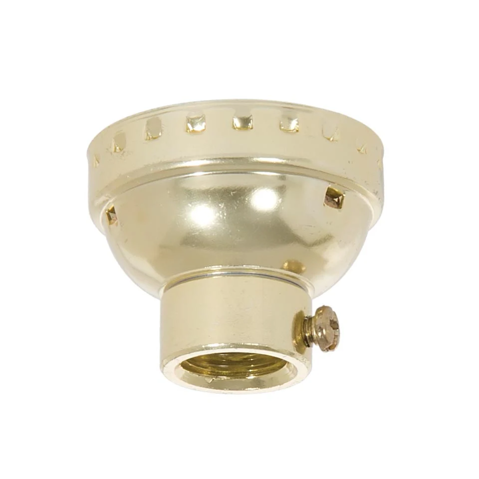 Brass Plated Finish Aluminum E-26 Socket Cap With Set Screw, 1/4 IP (40299SG)